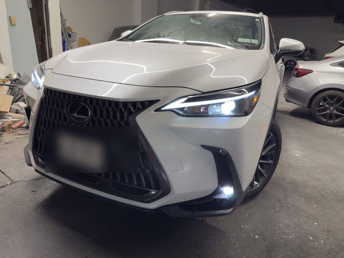 Lexus NX front end restored to pre-accident condition after collision repair at Exclusive Collision & Repair in Brooklyn, NY
